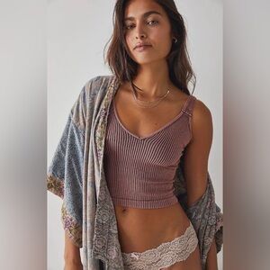 NWOT Free People XS/S Intimately Ribbed Brami in Pink Wash New Bra Cami